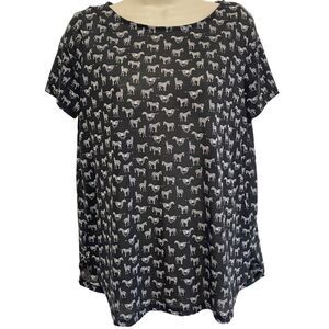 H&M Black Zebra Short Sleeve Top